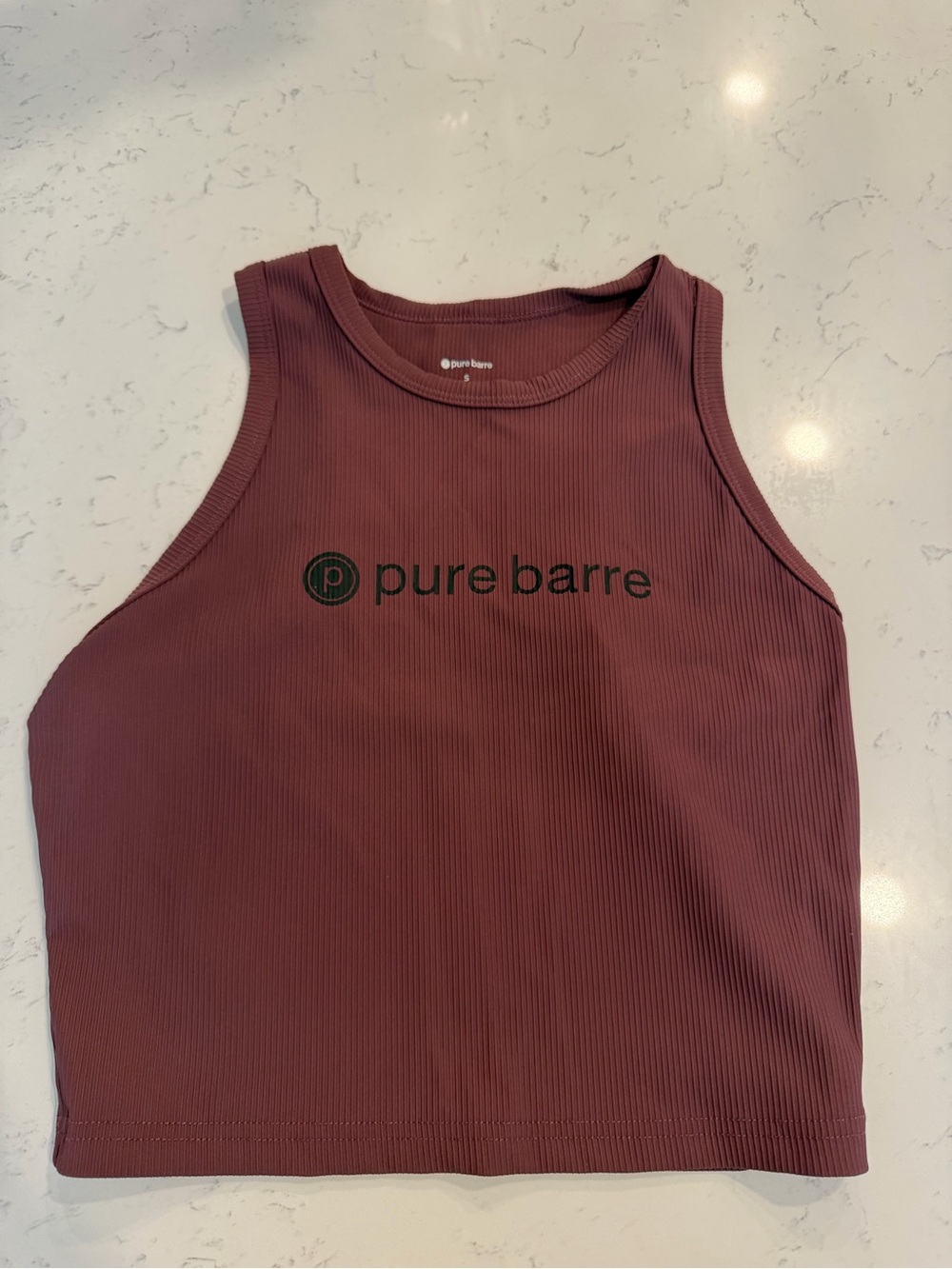 Pure Barre Ribbed Cropped Tank in Mauve Rose